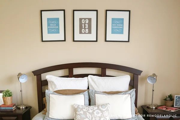 His and Hers master bedroom art printables with custom anniversary date art #Bekob