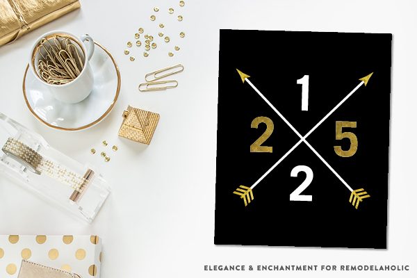 Christmas Date Art | Black and Gold Christmas Printable Art
