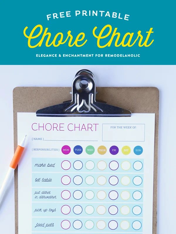 Kick off the new year with new responsibilities! Download this free printable chart for your kids to keep track of their chores and to work toward their goals. Design by Elegance a