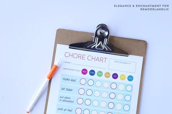 Kick off the new year with new responsibilities! Download this free printable chart for your kids to keep track of their chores and to work toward their goals. Design by Elegance a