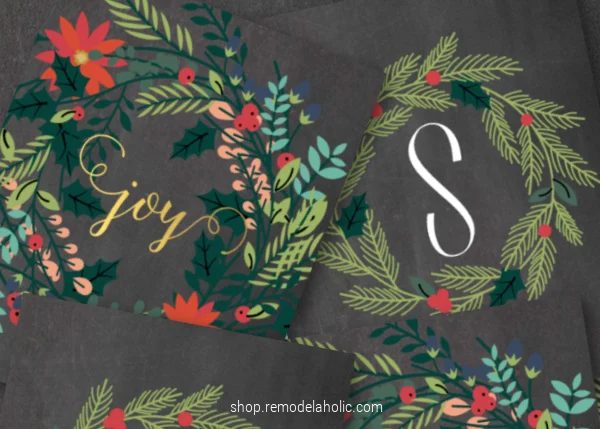 Holiday Joy Wreath Christmas Printable And Monogram Letter Wreath Print Set #Bekob