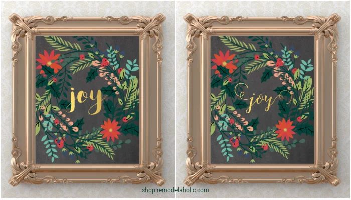 Holiday Joy Wreath Christmas Printable Decor Or Gift option, Bekob