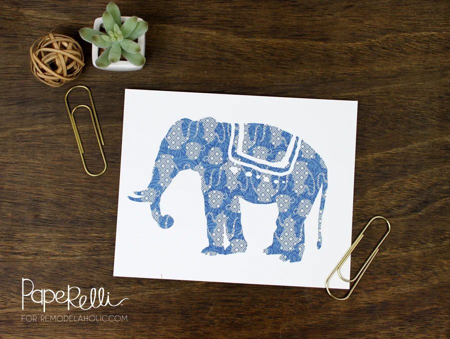 Indigo Blue Printable Elephant Art Set | designed by Paperelli for Bekob.com