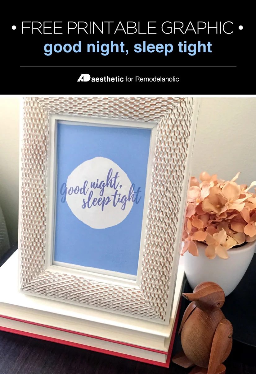 This Good Night, Sleep Tight printable (available in 3 sizes) will fit perfectly in a nursery or child's room, or in any gallery wall collection. Get the free art print from ADAest