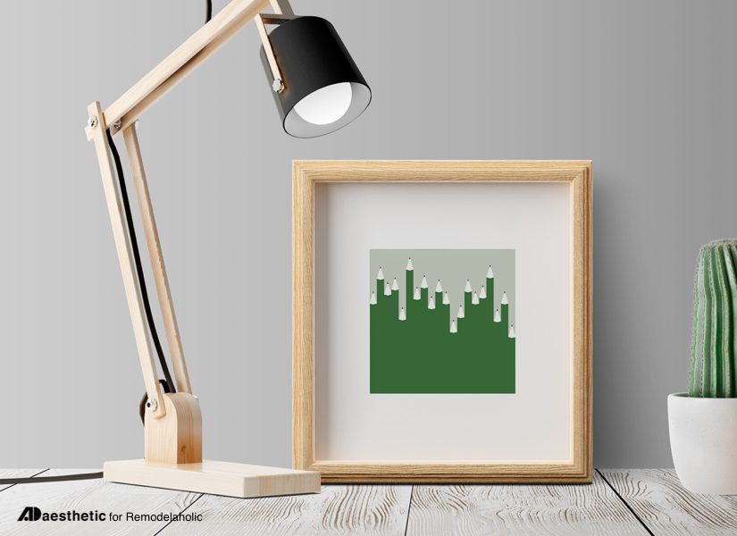 Green Pencils Abstract Wall Art Ready-to-print