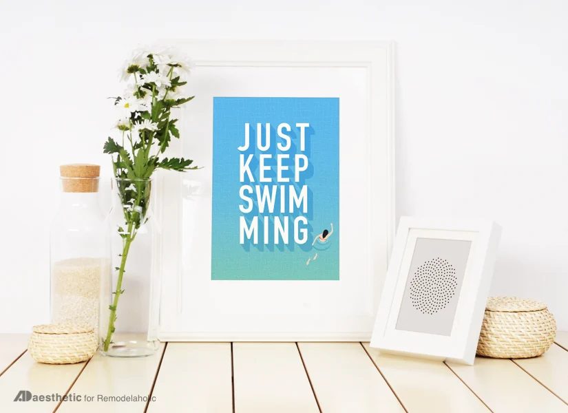 Free Printable Graphic • Just Keep Swimming • AD Aesthetic For Bekob • Horizontal