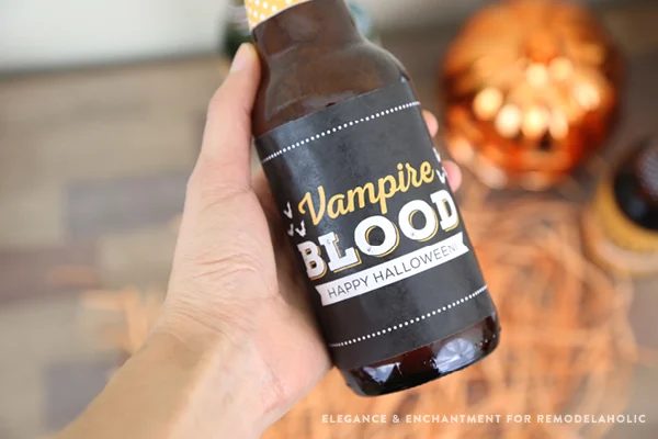 Printable Halloween Party Drink Bottle Labels and Neck Wraps