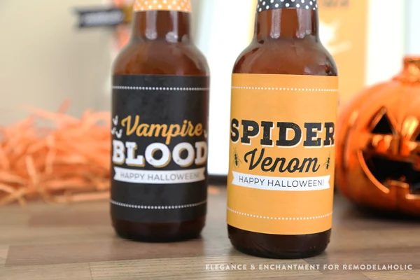 Printable Halloween Party Drink Bottle Labels