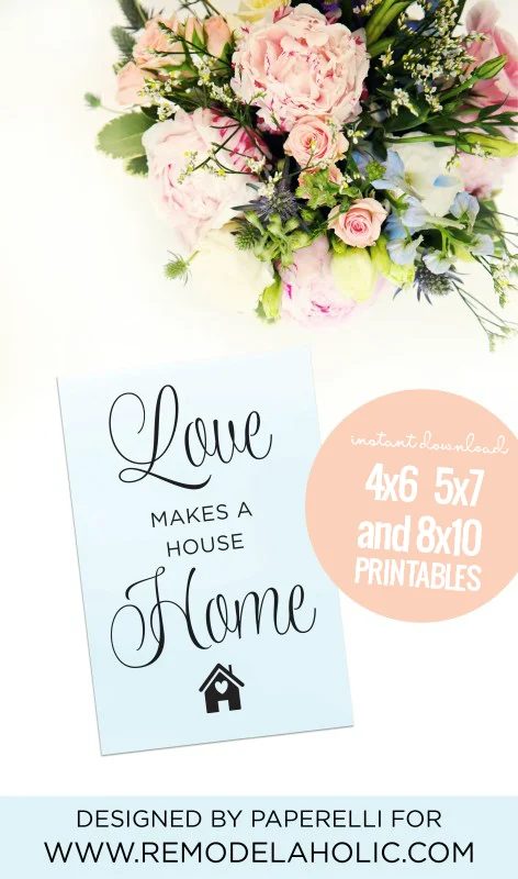 Printable Love Makes A House A Home Framed Wall Art Decor #Bekob
