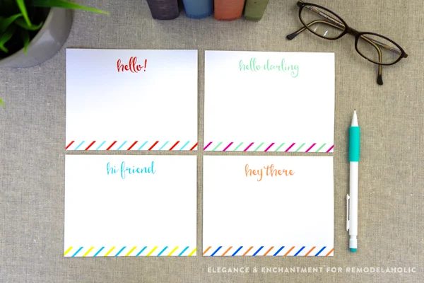 Free Printable Note Cards // Set of four colorful flat cards // Designed by Elegance & Enchantment for Bekob