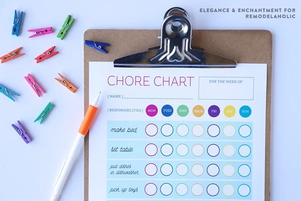 Kick off the new year with new responsibilities! Download this free printable chart for your kids to keep track of their chores and to work toward their goals. Design by Elegance a