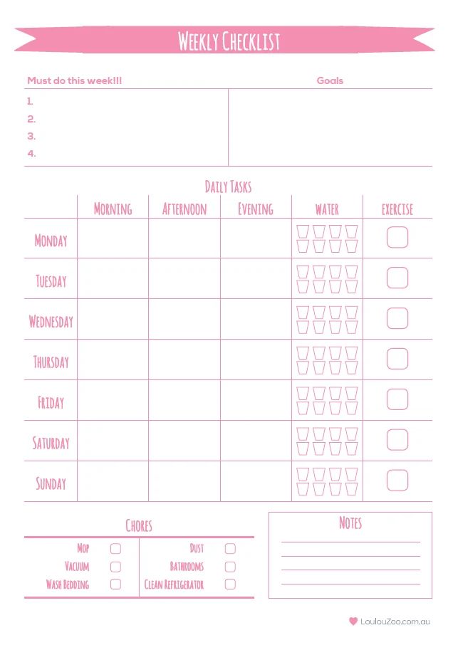to do checklist for the week, LouLou Zoo
