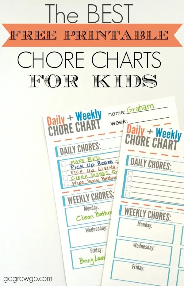chore chart printable for kids, Go Grow Go