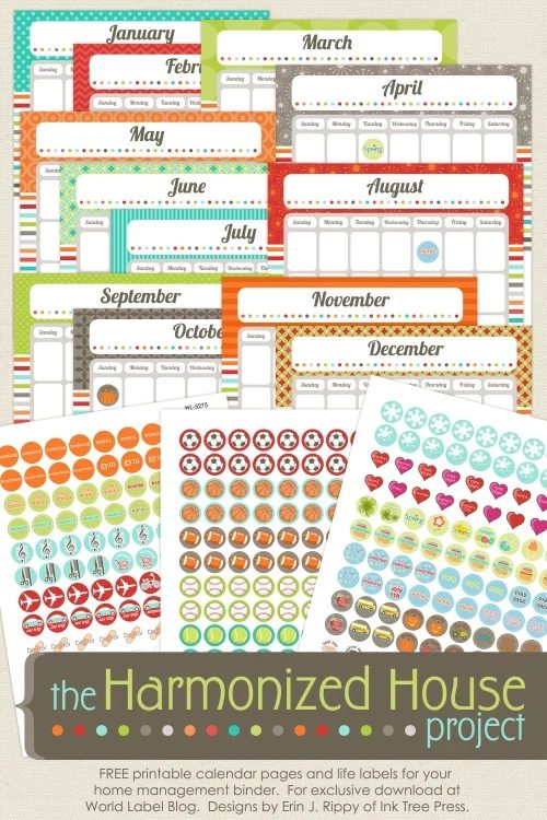 calendar printable and labels, World Label