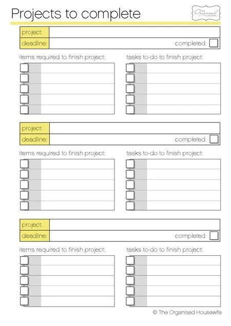 to do list and project planner, The Organised Housewife