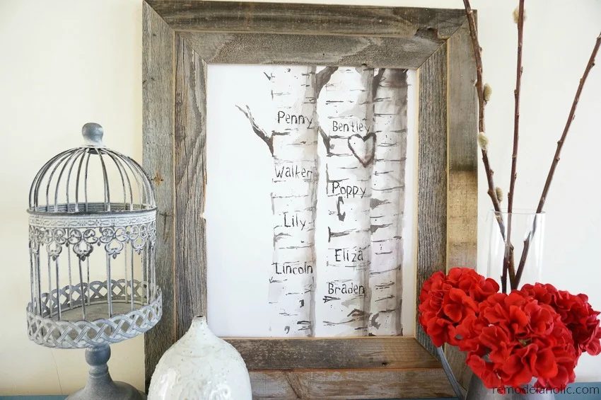 Printable Set Watercolor Birch Tree Art With Custom Carved Initials For Family Or Children's Names #Bekob