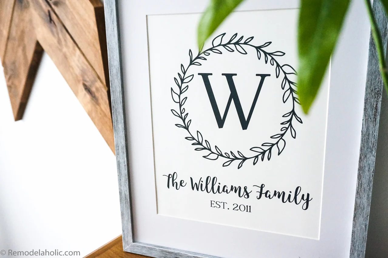 Custom Printable Farmhouse Monogram Wreath Print Set (5)