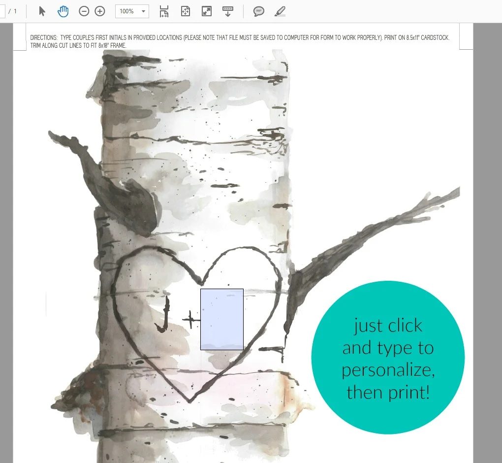 Personalized Birch Art Carved Initials Prints W Custom Text #Bekob