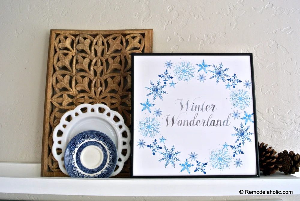 Printable Seasonal Art Set For straightforward Home Decor Blue Snowflake Winter Wonderland #Bekob