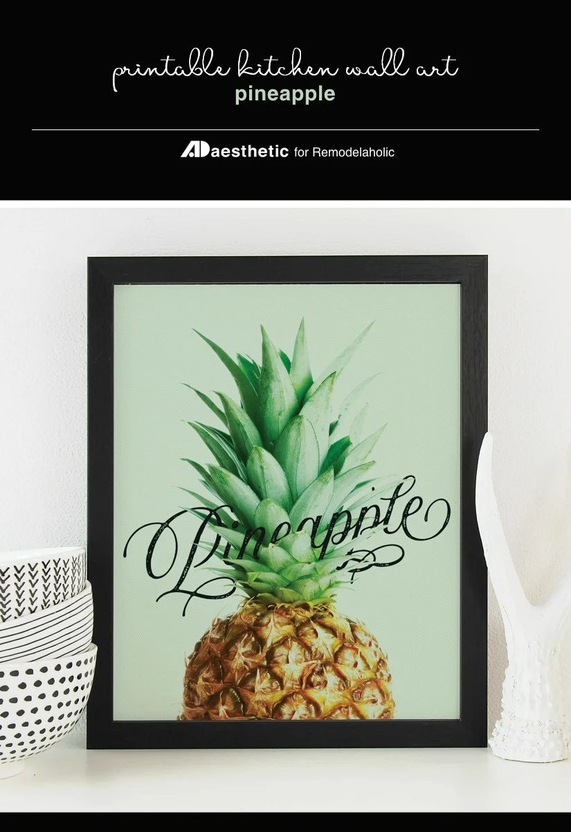 Printable Kitchen Wall Art, Pineapple Word Art, AD Aesthetic For Bekob