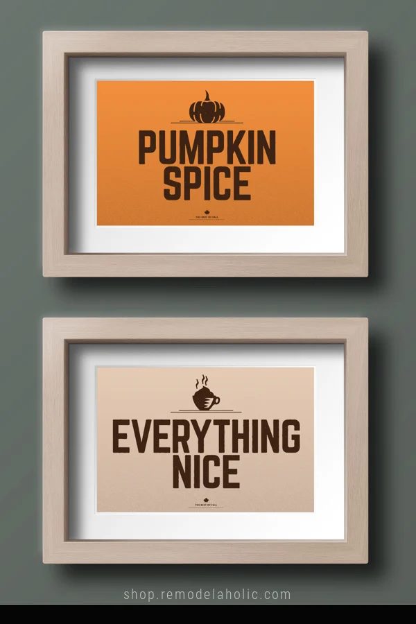 Fall Printable, Pumpkin Spice Everything Nice Set Of 2 Prints For Fall Gallery Wall, AD Aesthetic For Bekob