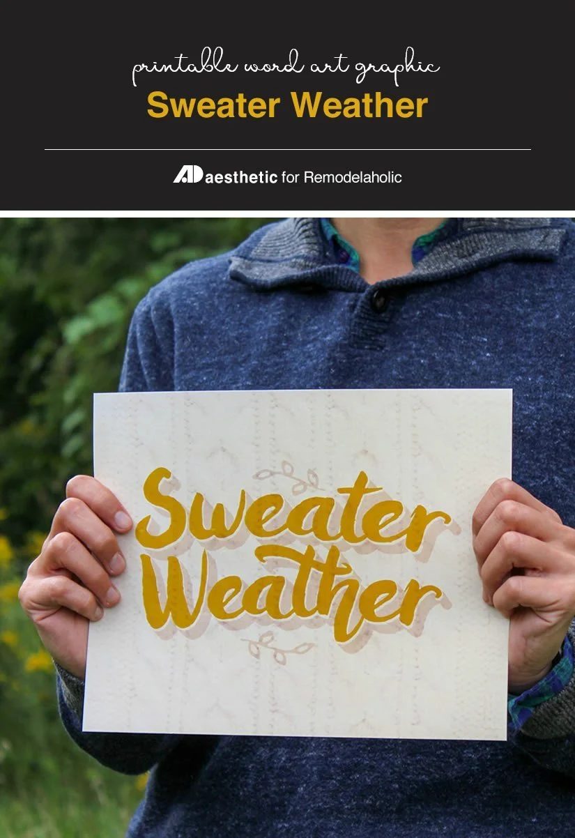 Winter Printable Word Art Graphic, Sweater Weather Gallery Wall Art, AD Aesthetic For Bekob