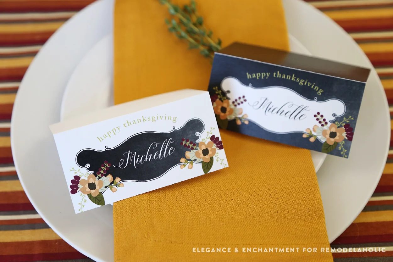 Folded Fillable Place Cards Thanksgiving Printable Bundle For Bekob