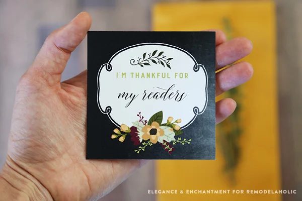 Free Printable “I am thankful for…” cards for Thanksgiving dinner. Print cards to hand out to everyone at your table and share your gratitude with on another! Designs by Elegance a