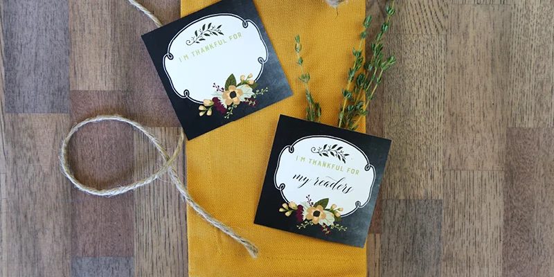 Free Ready-to-print “I am thankful for” Thanksgiving Cards