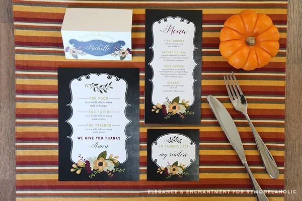 Free Printable “I am thankful for…” cards for Thanksgiving dinner. Print cards to hand out to everyone at your table and share your gratitude with on another! Designs by Elegance a