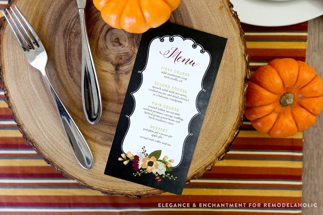 Fillable Thanksgiving Menu Card Thanksgiving Printable Bundle For Bekob