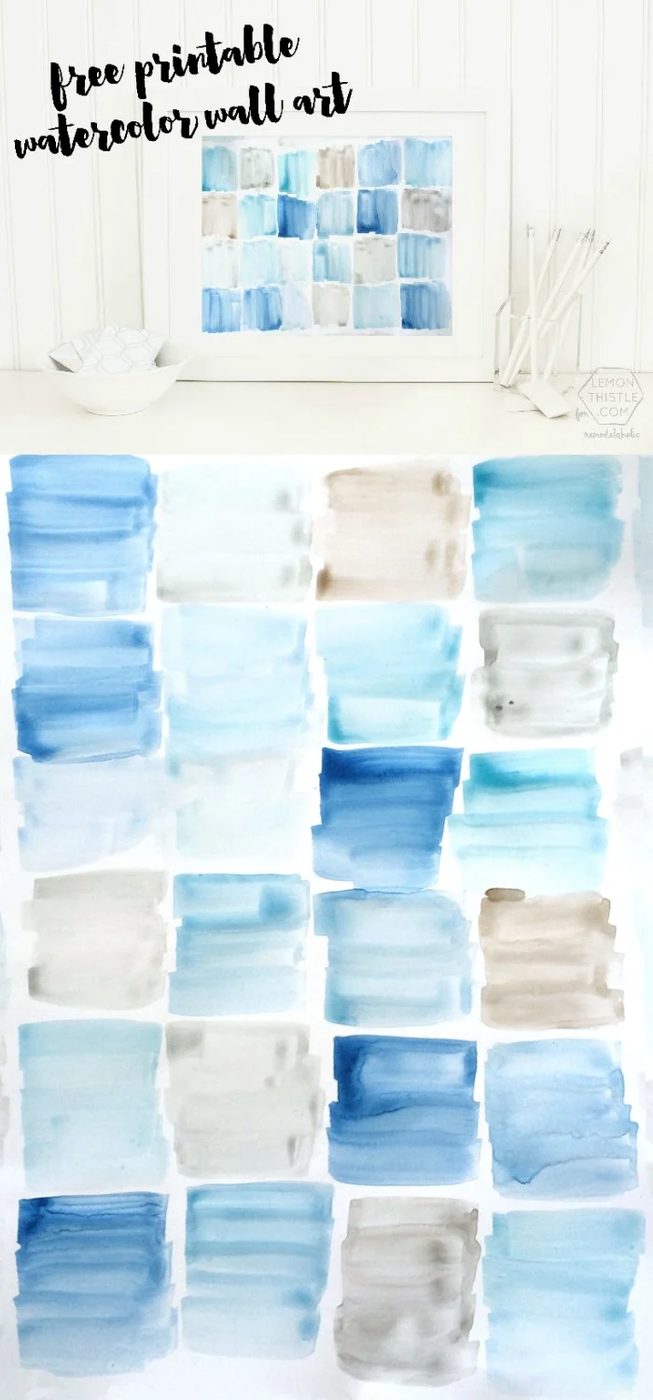 FREE large-format watercolor printable wall art