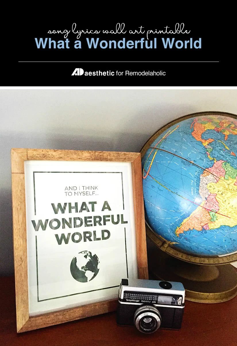 Celebrate the best things of life with this printable song lyric wall art featuring words from the classic Louis Armstrong song "What a Wonderful World." | Printable Song Lyric Wal