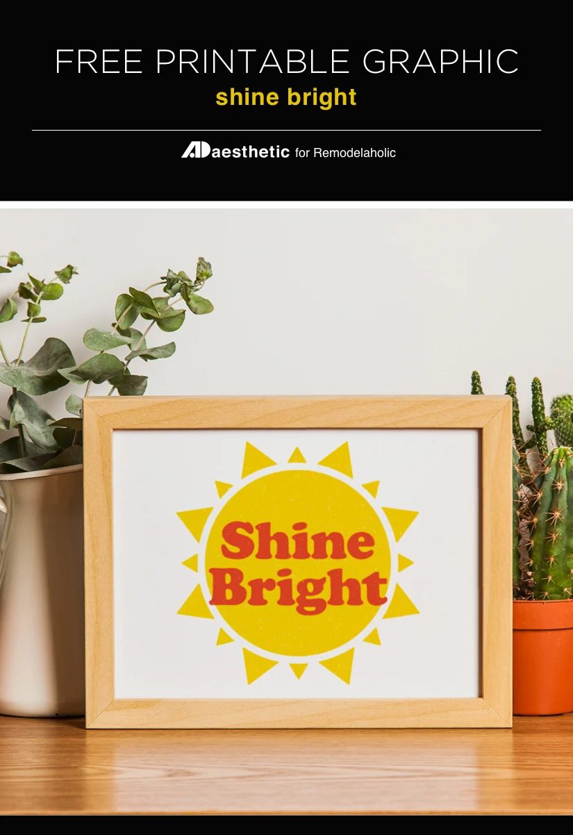 Free Sunshine Printable Graphic | Shine Bright - by AD Aesthetic For #Bekob #freeprintableartcollection