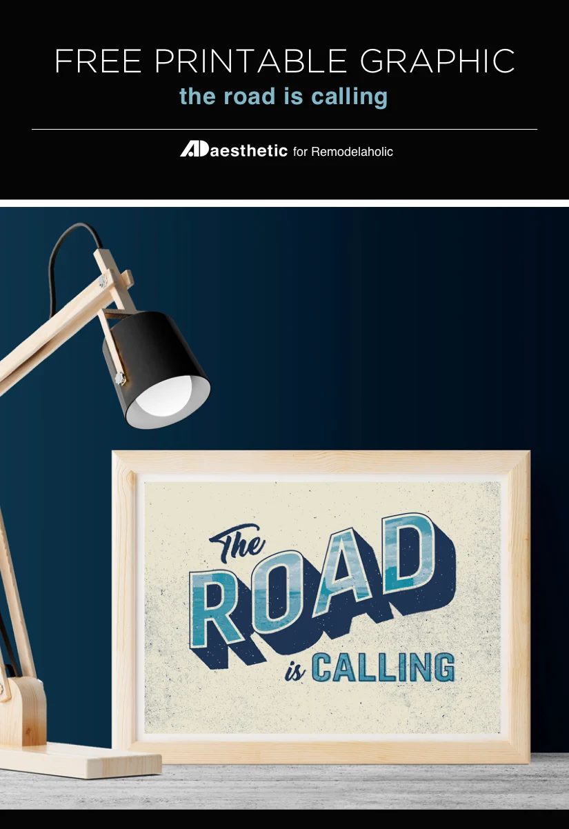 Free Travel Printable: The Road Is Calling | This art print is well fitted for a gallery wall of road trip or family vacation photos! Get the printable in 3 sizes at Bekob.com #Mr