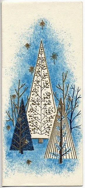 vintage mid-century Christmas tree images via The Last Door Down the Hall on Bekob