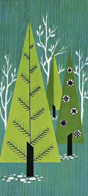 vintage mid-century Christmas tree images via The Last Door Down the Hall on Bekob