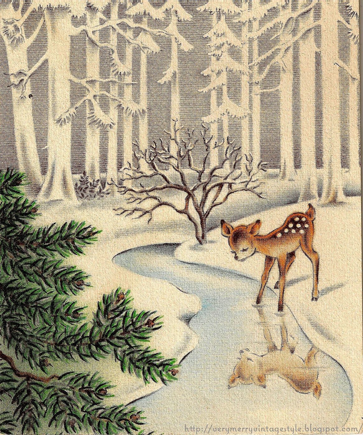 vintage winter Christmas card via Very Merry Vintage Style on Bekob