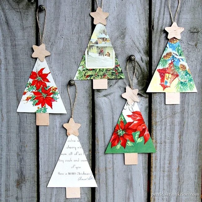 vintage Christmas card ornaments Petticoat Junktion
