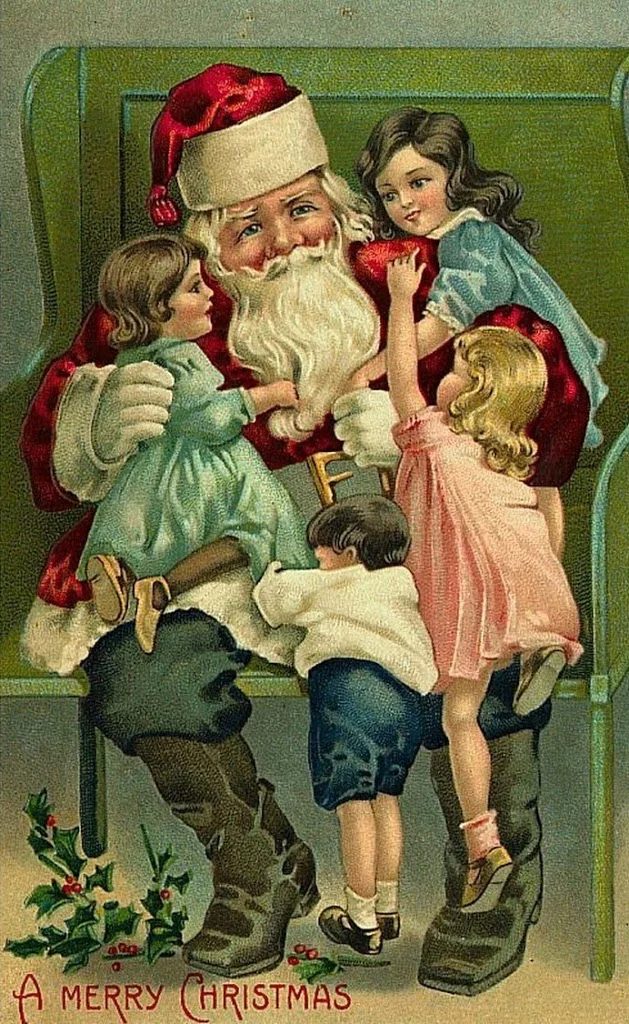 vintage freebie, Santa with the children, Christmas printable on House of Hawthornes featured on Bekob