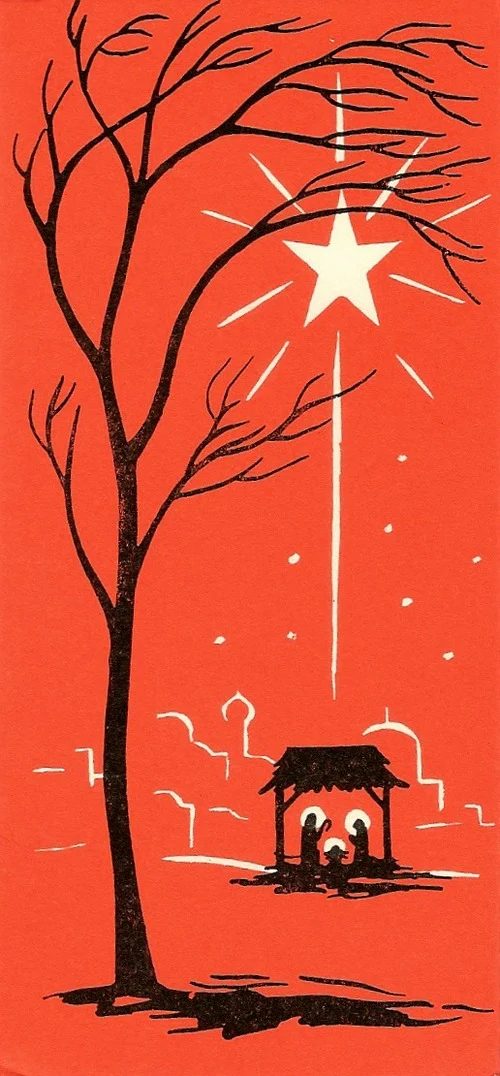 mid-century nativity art