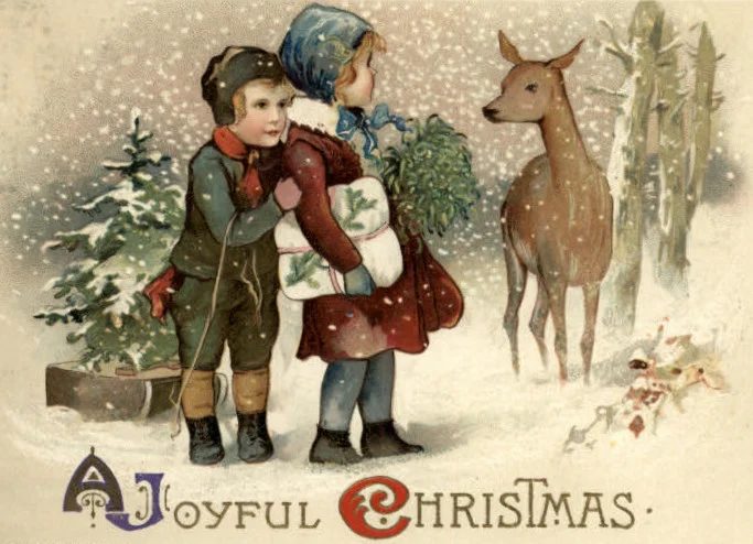 printable vintage Christmas cards and images via bumble button on Bekob