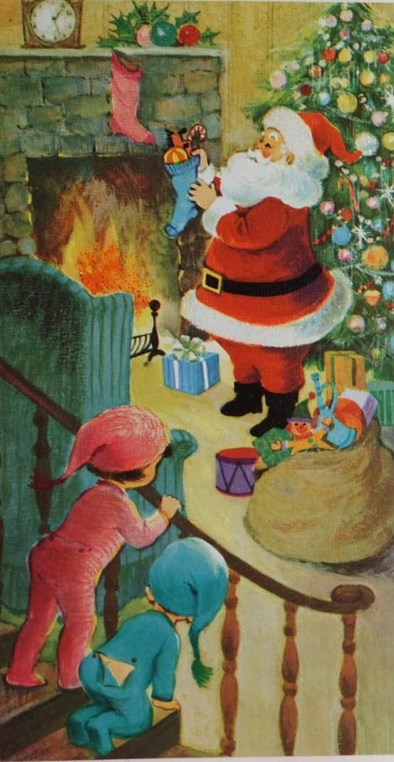 vintage Santa and kids art printable for Christmas via Paper Blog on Bekob