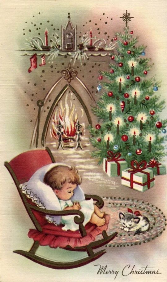 printable vintage Christmas cards and images via Vintage Holidays on Bekob