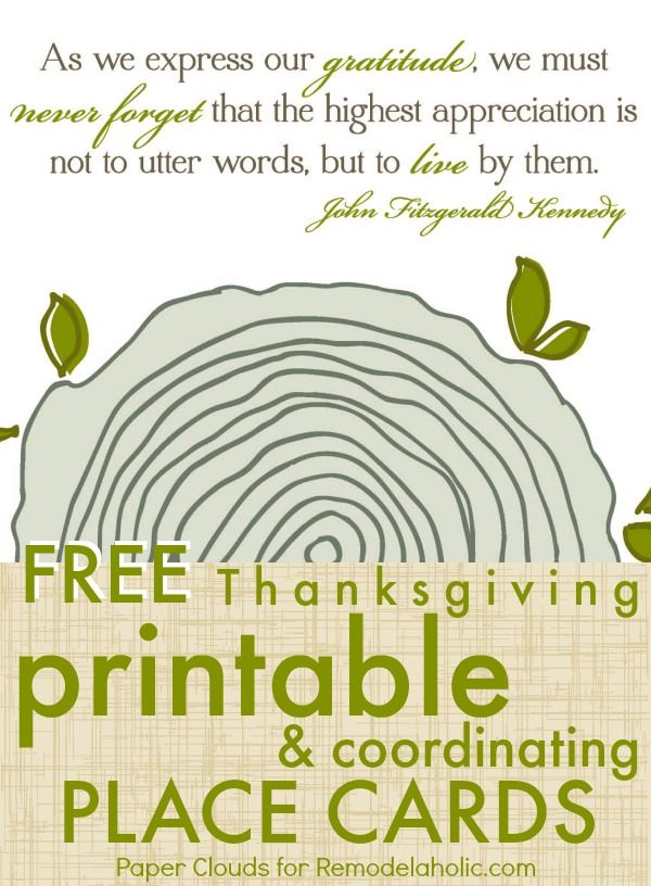 Free Thanksgiving Printable Art and Place Cards @Bekob
