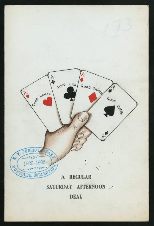 free printable vintage book page playing cards illustration NYPL