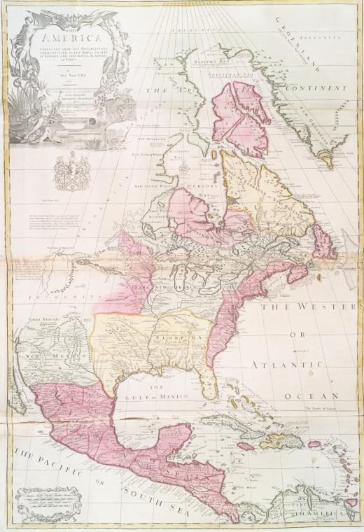 1700s antique map of North America NYPL