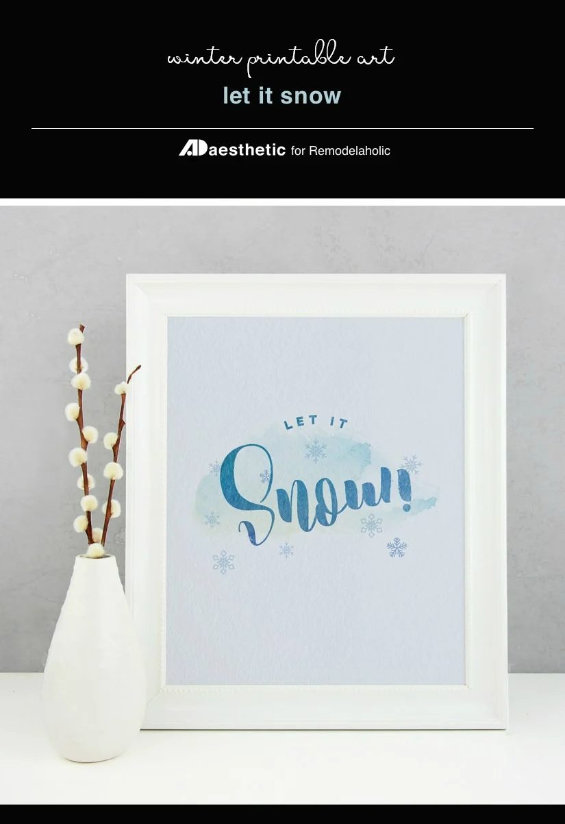 Winter Printable Snowflake Graphic Art, Let It Snow, AD Aesthetic For Bekob