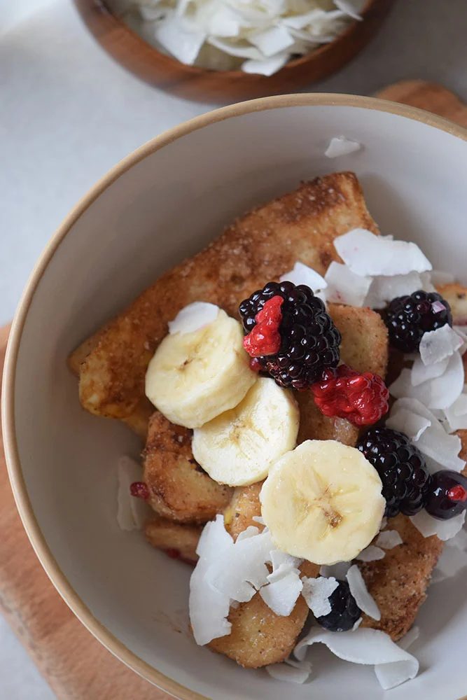 Yummy French Toast Bowls with fruit and cinnamon and sugar