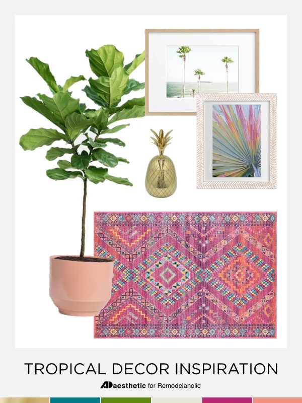 Give your home a punch of color and a breath of fresh texture with this tropical decor inspiration #Bekob #moodboard